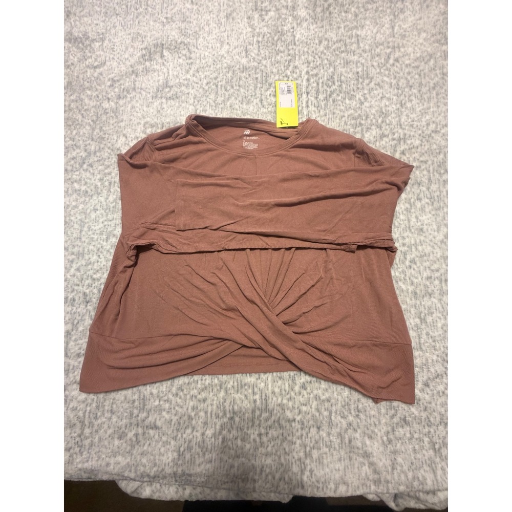 All in Motion Womens Cropped T Shirt Loose Fit Crew Neck Dusty Rose Size Med NWT